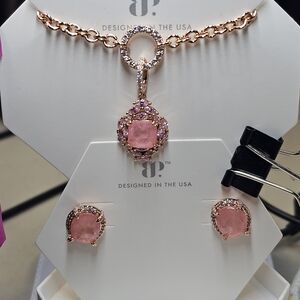 Elegant Pink Stone Jewelry Set